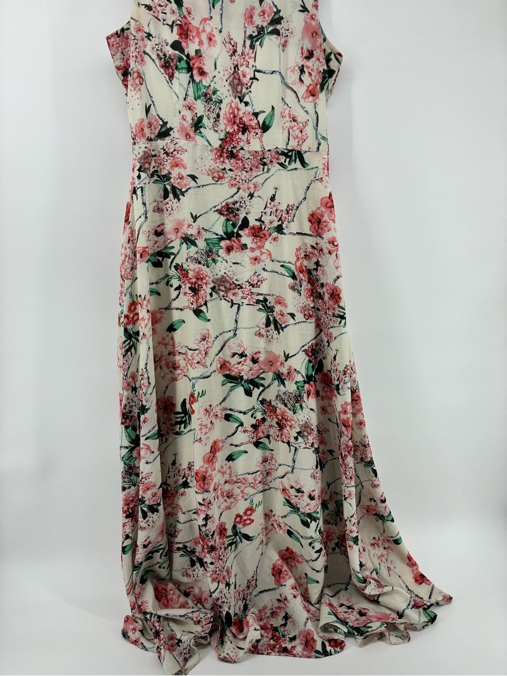 Floral Sleeveless Maxi Dress in Cream and Pink